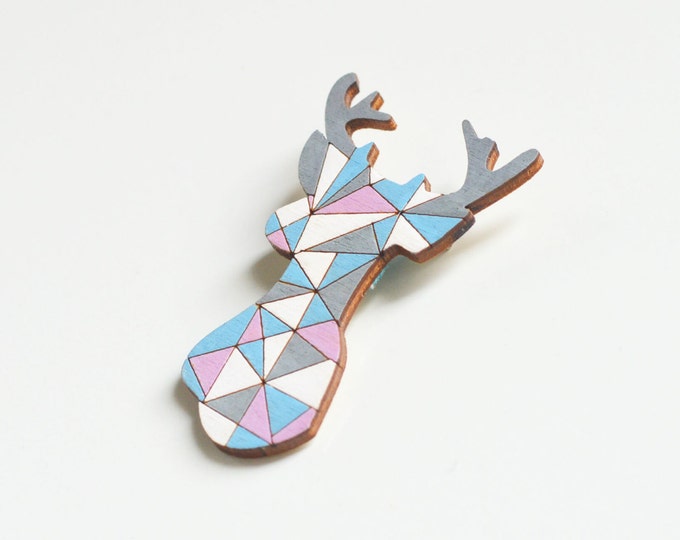 Oh, My Deer // Wooden brooch is covered with ECO paint // Laser Cut // 2016 Best Trends // Fresh Gifts // Nature & Animals // Geometric