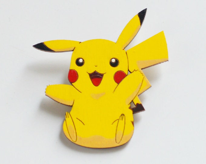 Pikachu // Wooden brooch is covered with ECO paint // Laser Cut // 2016 Best Trends // Fresh Gifts // Pokémon // Swag Style // ECO //