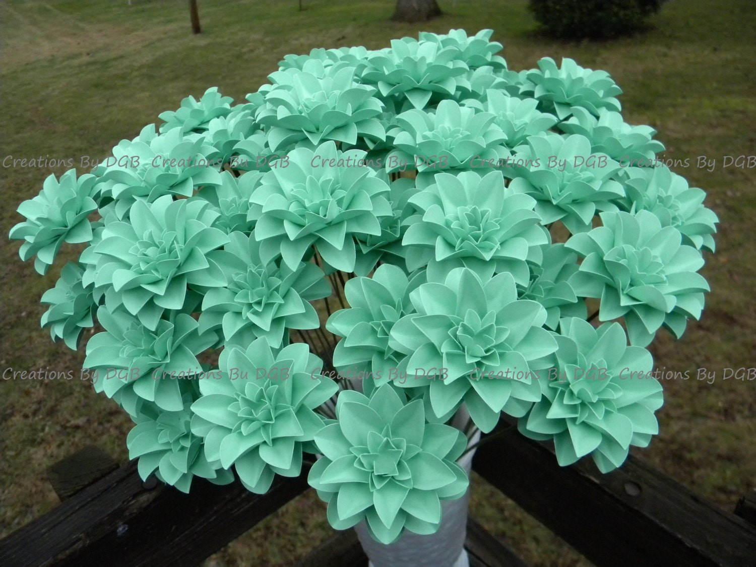 Mint Paper Flowers Stemmed 50 Pcs Any Color Custom Order