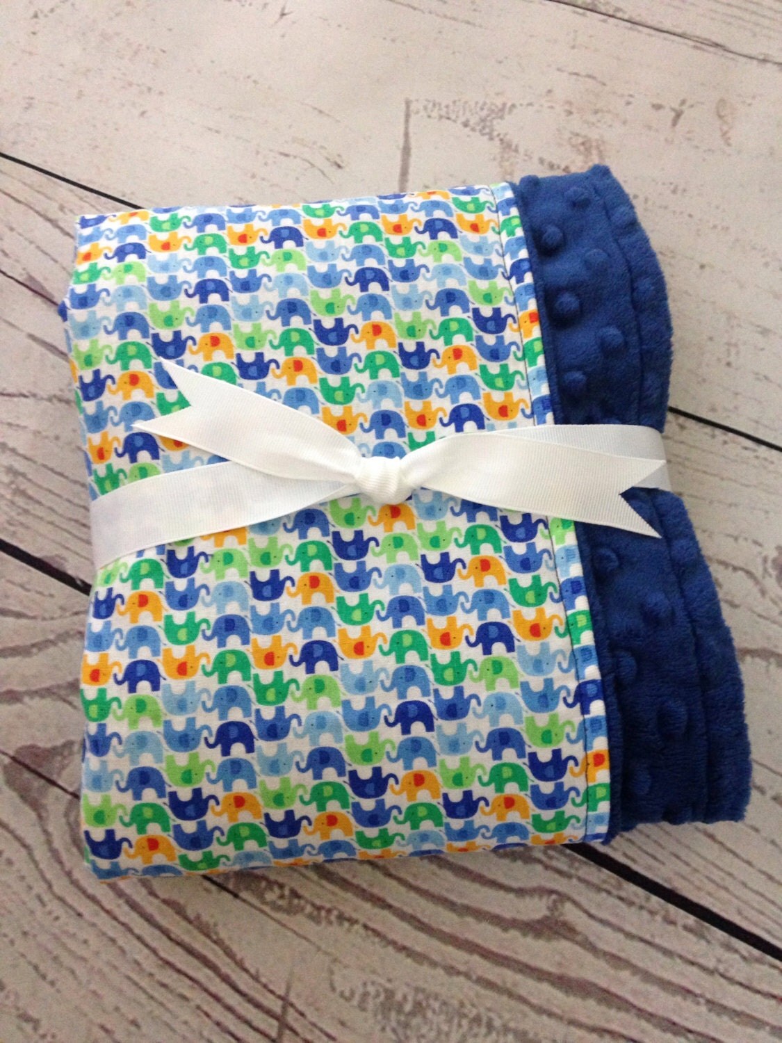 Minky Baby Blanket Elephant Baby Blanket Navy Blanket Navy