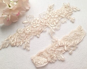 Wedding Garter , Tossing Garter,Keepsake Garter,bridal garter, champagne lace garter-C04#