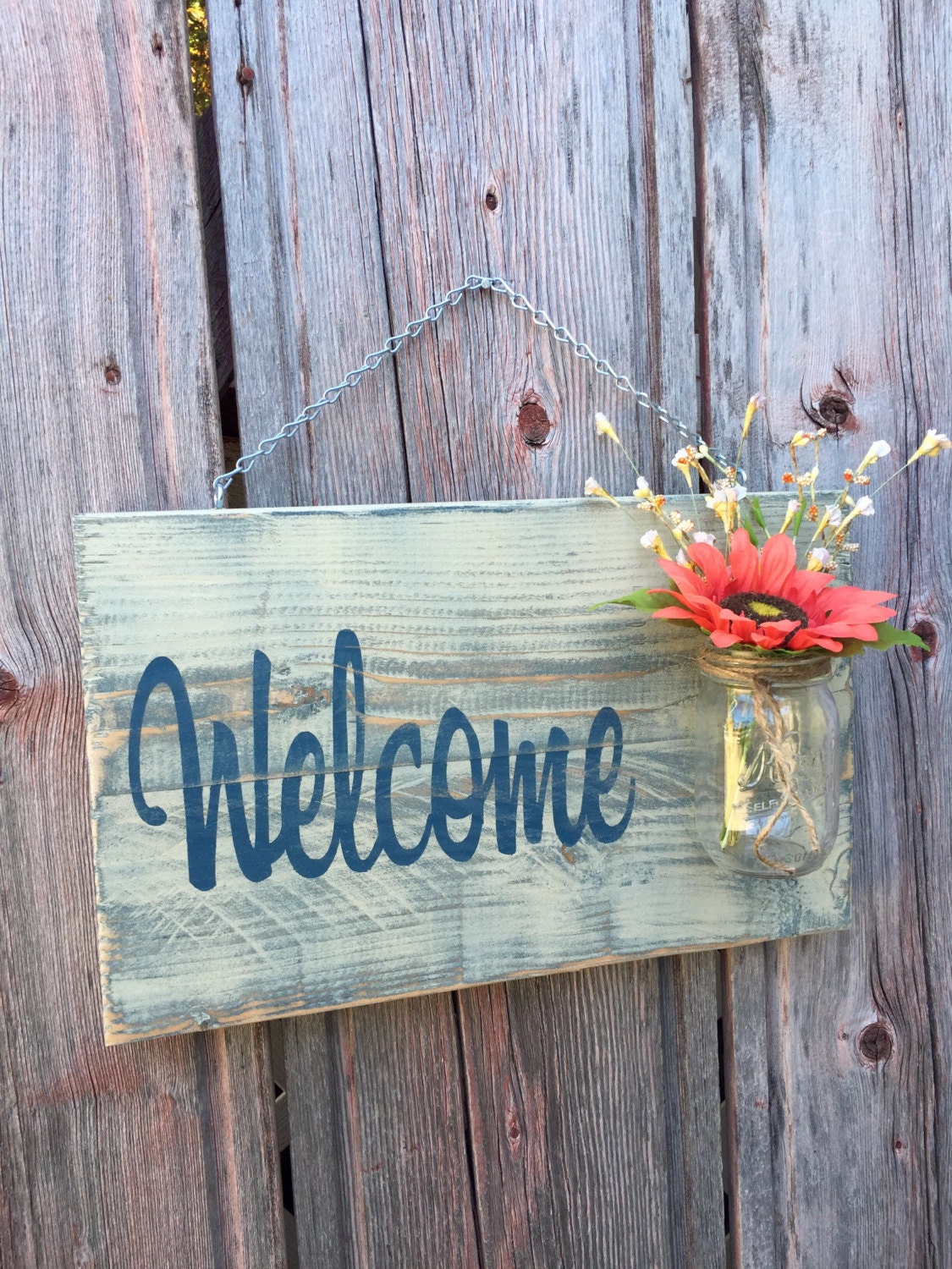 Rustic Outdoor Sign in blue/white Wood by RedRoanSigns