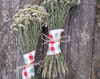 rustic dried flower bouquet yarrow achillea millefolium common magical wild herb bunch rustic home decor natural botanical herbal medicine