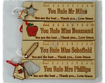 Teacher Thank You personalised ruler, Bookmarks, Keepsakes, Special gift, wooden, maths, school, teacher gift, unique, special message