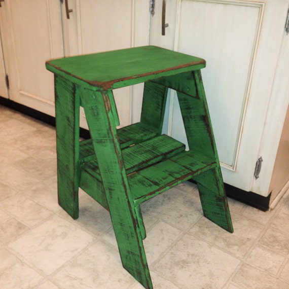 Rustic Side Table/ Step Stool /Shabby Chic Furniture / Bedroom