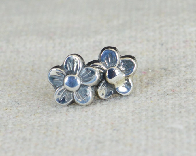 Flower Stud Earrings, Sterling Flower Earrings, Silver Stud Earrings, Simple Earrings, Flower Girl Gift, Flower Girl Earrings,Flower Jewelry