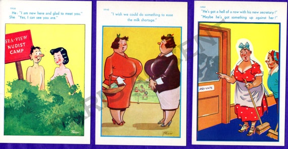 Ooh Saucy! Lot of 6 Vintage TROW cheeky seaside postcards, 11933, 12072 ...