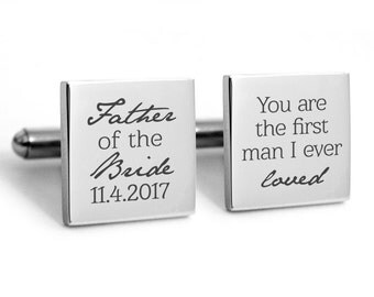 Father of the Bride Cufflinks - Stainless Steel Gifts for Dad - Wedding Cufflinks GIft - Fathers Day