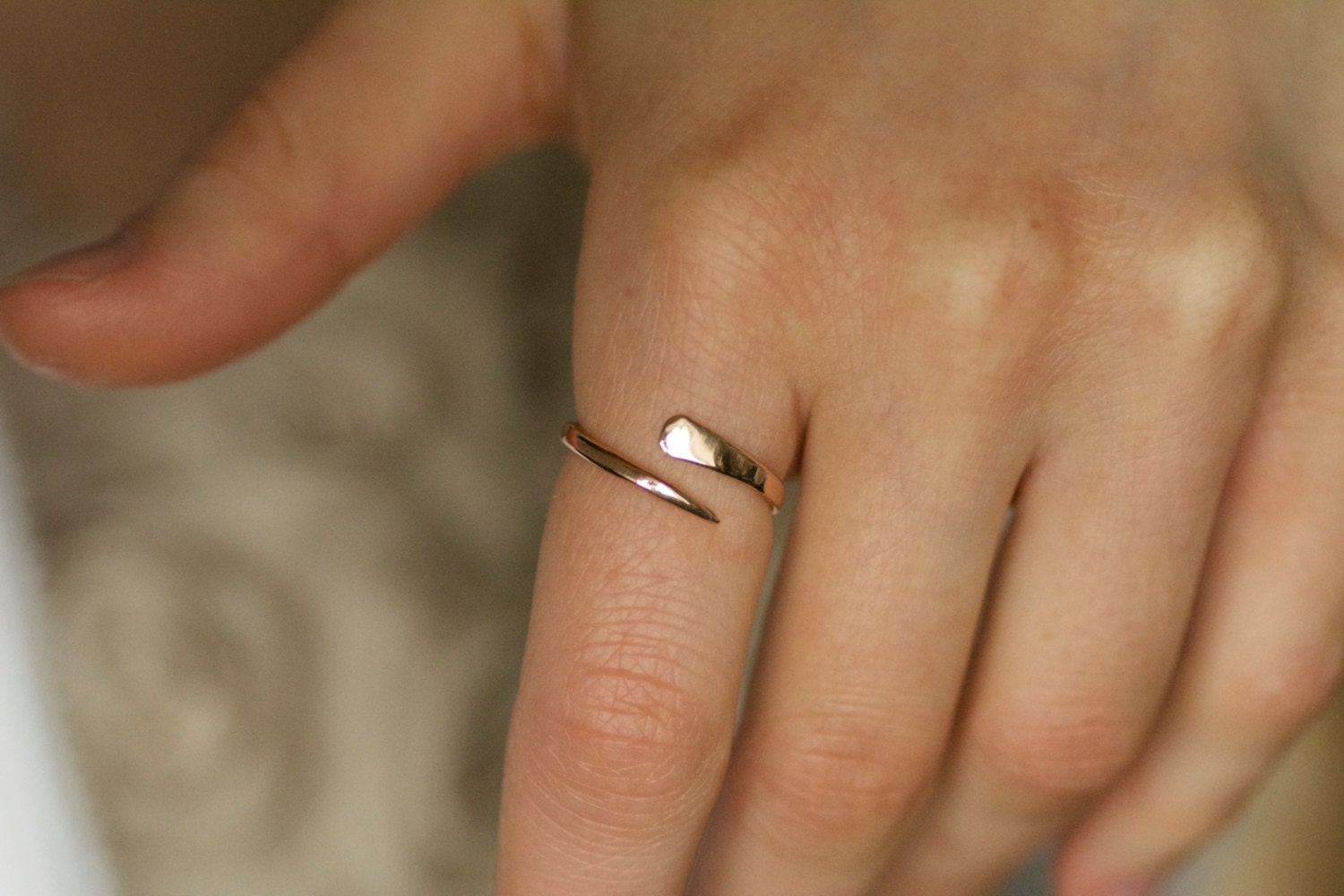 14k Solid Rose Gold Horseshoe Nail Ring. Horseshoe Nail