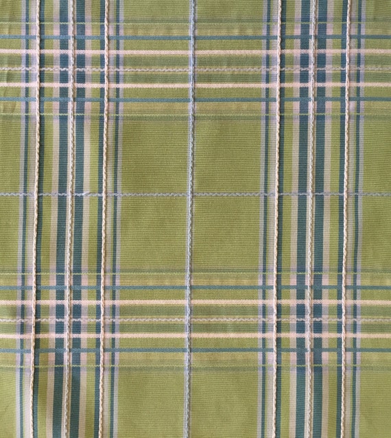 Green/Blue Plaid Upholstery Fabric by the Yard