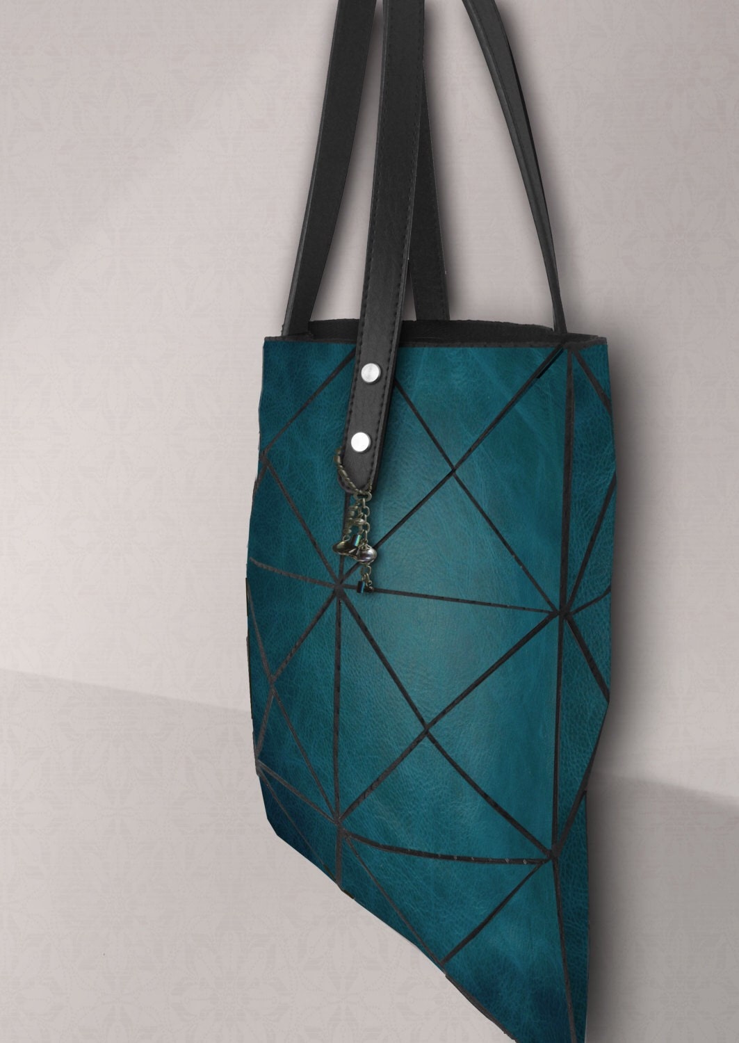 Deep turquoise bag Womens leather Tote turquoise Leather