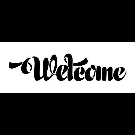 welcome word stencil retro chunky script select size