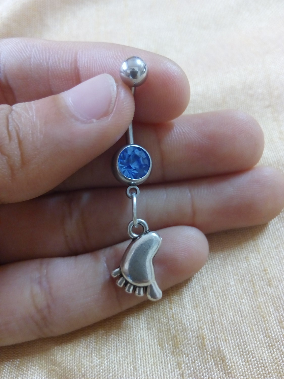 Baby Feet Dangle Belly Ring Custom Belly Ring Charm Belly