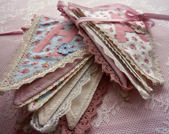 Happy Birthday/ Deluxe Personalized Bunting Blue/Pink Vintage Theme/Baby Girls bunting/Baby Birthday/Christening Naming ceremony/