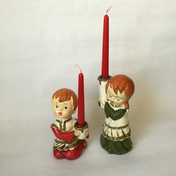 Items similar to Christmas Candle Holders, Vintage Candle Holders ...