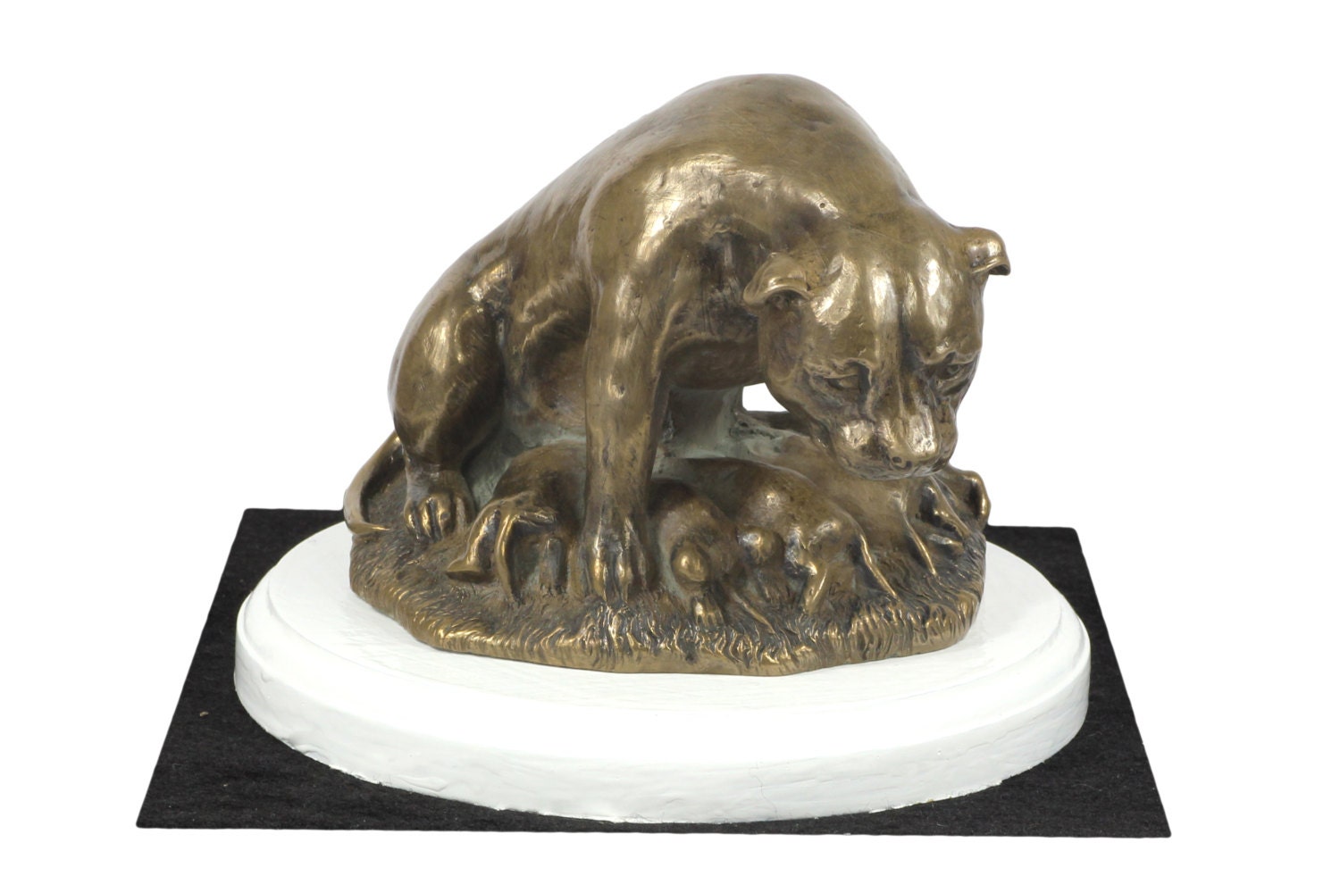 white staffordshire bull terrier statue