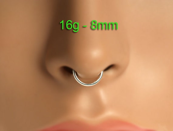 Septum Ring Nose Ring Silver 8mm Inside Dimension 16 By Noyfir