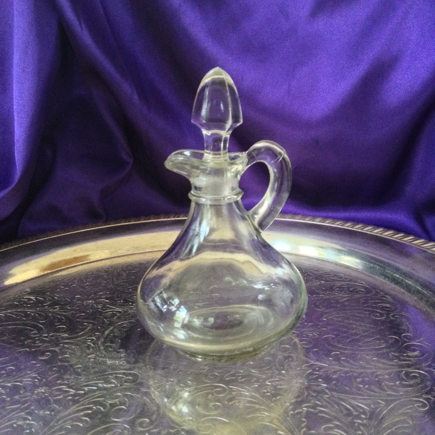 Early Anchor Hocking Cruet With Stopper Clear Glass Vinegar 1576