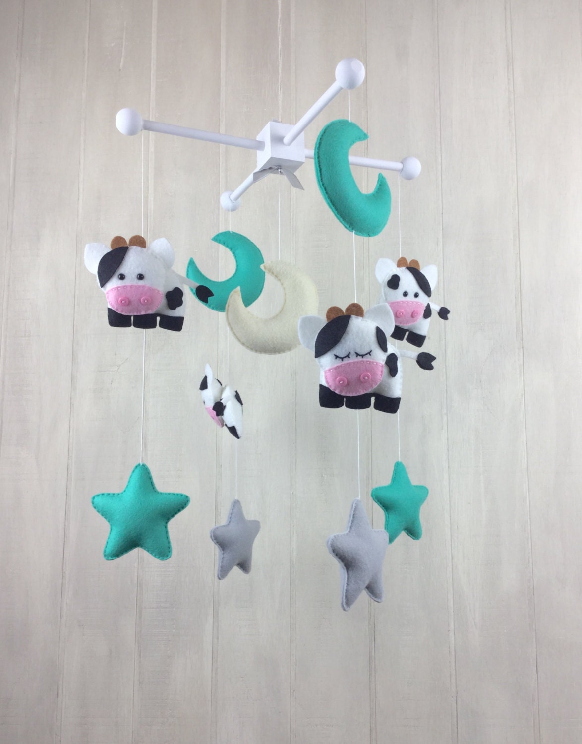 Baby mobile cow mobile cow moon and von juniperstreetdesigns