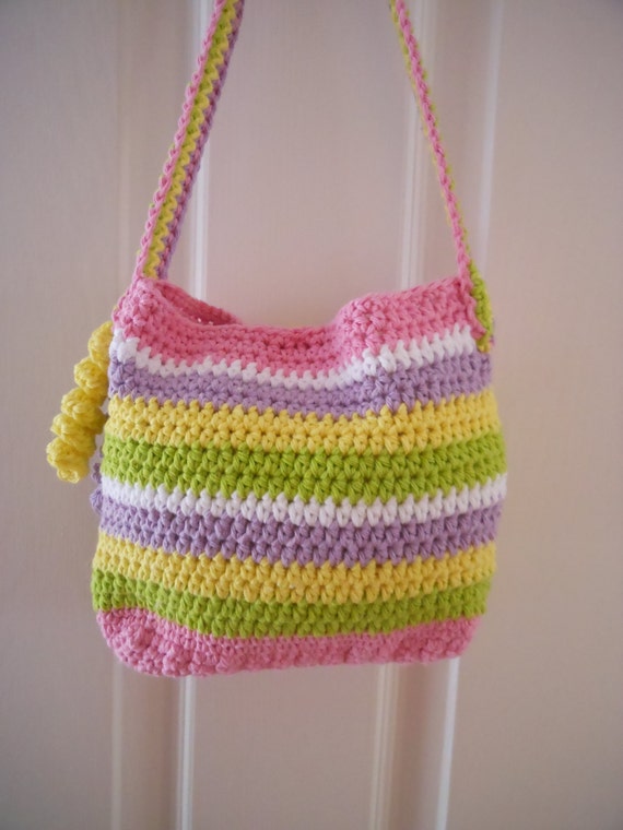 colorful crochet bag little girl's purse over the
