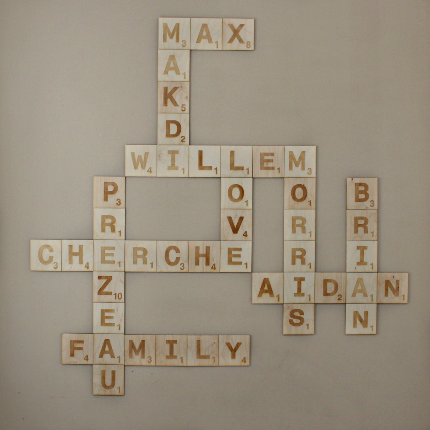 Scrabble Letters Wall Art Personalized Family by TimelessNotion