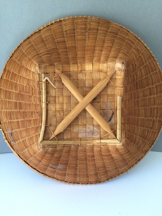 Vintage winnowing basket wall basket bamboo basket rice