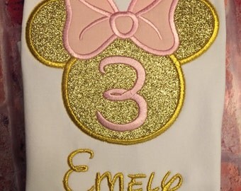 Pink and Gold Minnie Mouse birthday shirt/Girls first Birthday shirt/Minnie Mouse Birthday/Pink and Gold