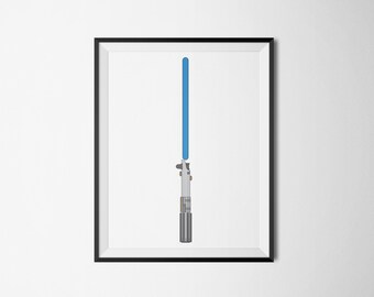 Star Wars Luke Skywalker Blue Lightsaber Hilt, Anakin Skywalker, Art Print Poster