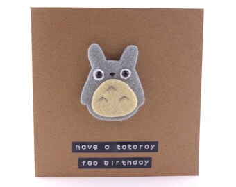 Cute felt Totoro card, Studio Ghibli birthday, rabbit card