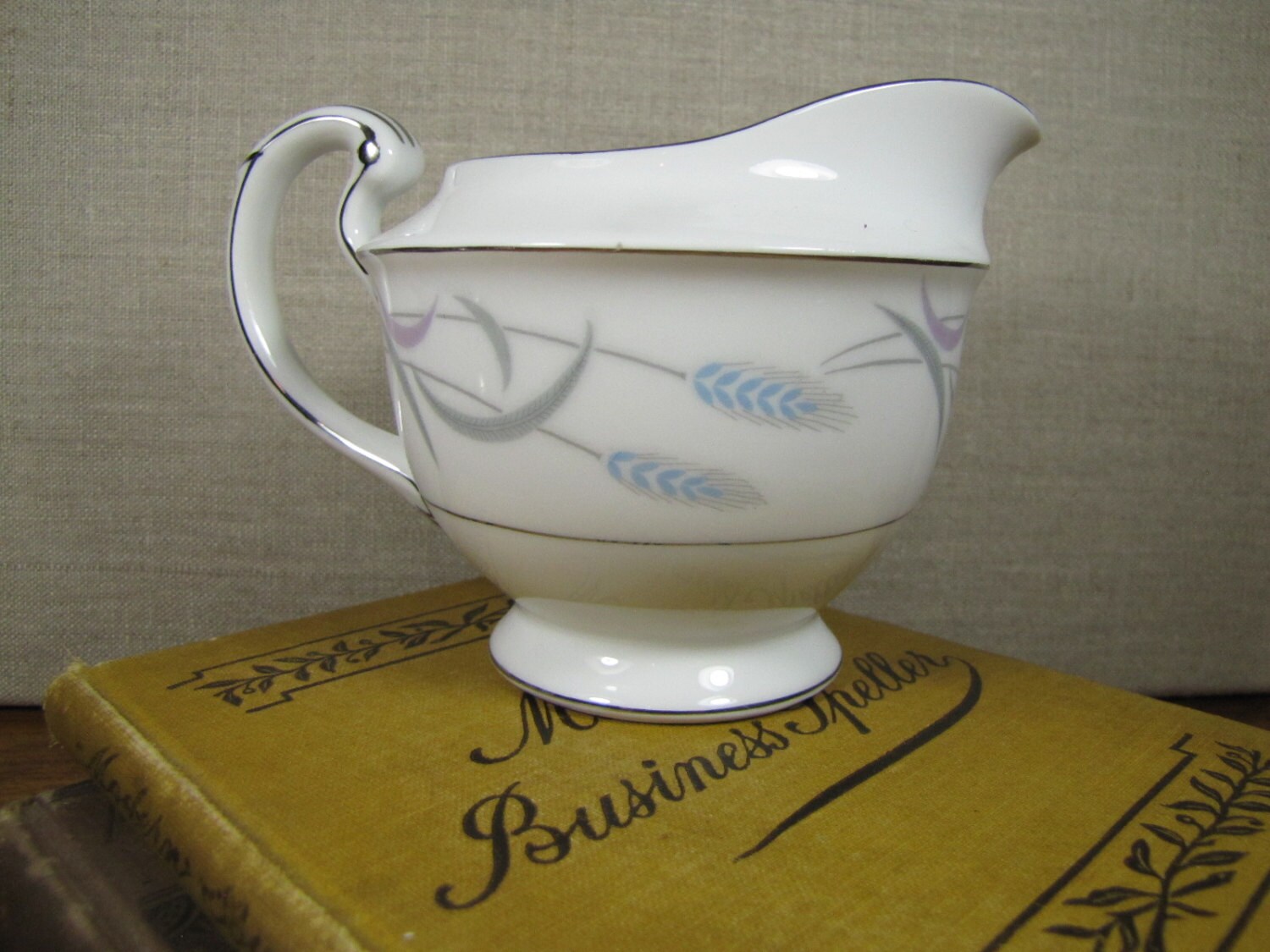 Valmont China Royal Wheat Creamer Blue and Gray Wheat