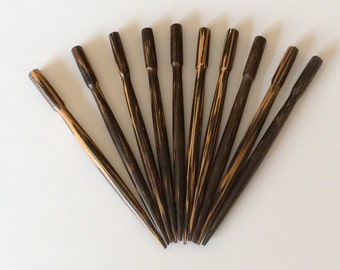 Natural wood hair sticks shawl pins small 4 1/2 in. Old palmwood round 10pcs/pkg