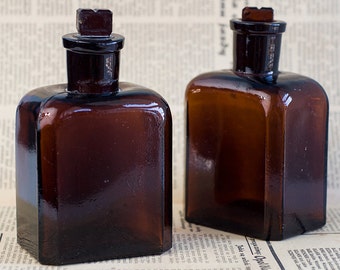 10% OFF Glass bottles. Antique bottle. Amber glass. Old glass bottle for drugs. Glass flakon Bottles apothecary pharmacy laboratory Medicine