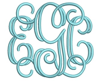 Large Open Vine 3 Letter Monogram Font Machine Embroidery Monogram Alphabet Designs 3 Size Bx Embroidery Fonts - INSTANT DOWNLOAD