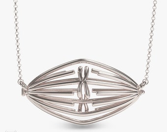 science jewelry: silver metaphase necklace - 3D printed genetics pendant - wearable mitosis - scientist - DNA - genes - cell