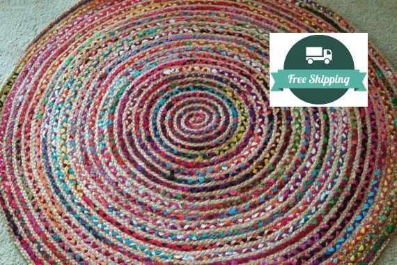 Round Rag Rug Boho Chic Hippie Area Rug 4' by ...