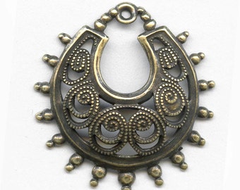 Oxidized yellow brass filigree from Germany 25x23mm 2 pcs. B9-2062(e)