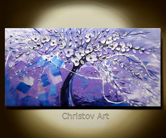 purple tree wall art