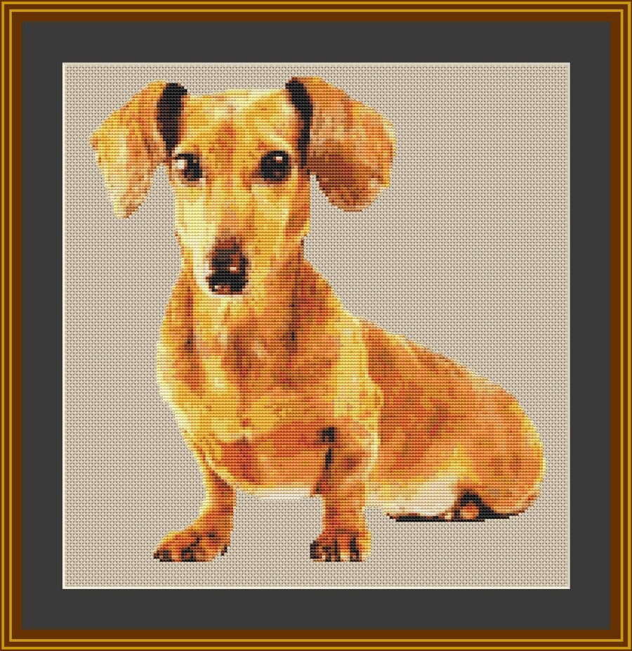 Dachshund Dog Counted Cross Stitch Pattern 10.64 x 11.29