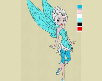 embroidery design Periwinkle Snow 5x7" Fairy Tinkerbell pes hus jef exp