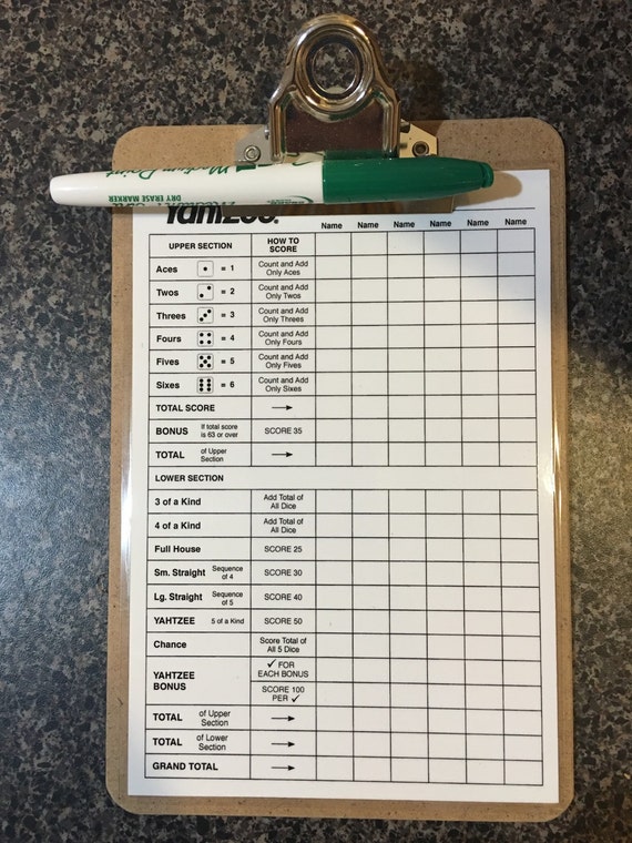 Laminated score card clipboard and dry erase marker by WittDesigns