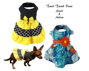 Dog Dress Pattern, Dog Clothes Sewing Pattern pdf Tutorial -Twirl Tiered Dress- Small & Medium