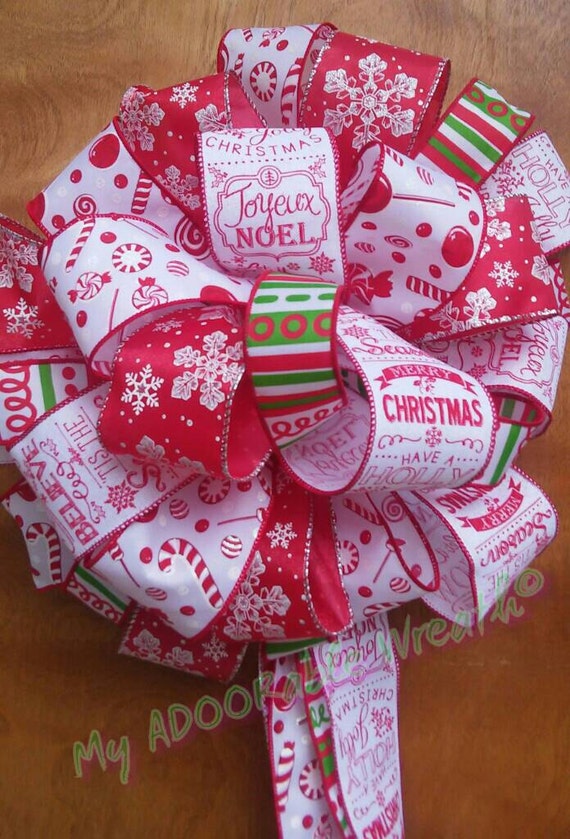 Christmas Bow Tree Topper/ Snowflakes Candy Canes Christmas