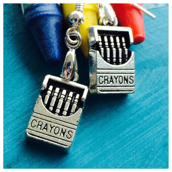 Silver Crayon Box Earrings 925 Sterling Wires by RubyAppleJewelry