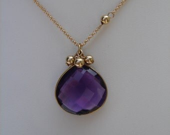 Hydro-Amethyst pendant 585 gold filled, beautiful design with balls