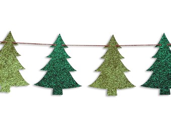 Christmas tree garland, Christmas tree Banner, Holiday Banner, Christmas decoration, Christmas Glitter Garland