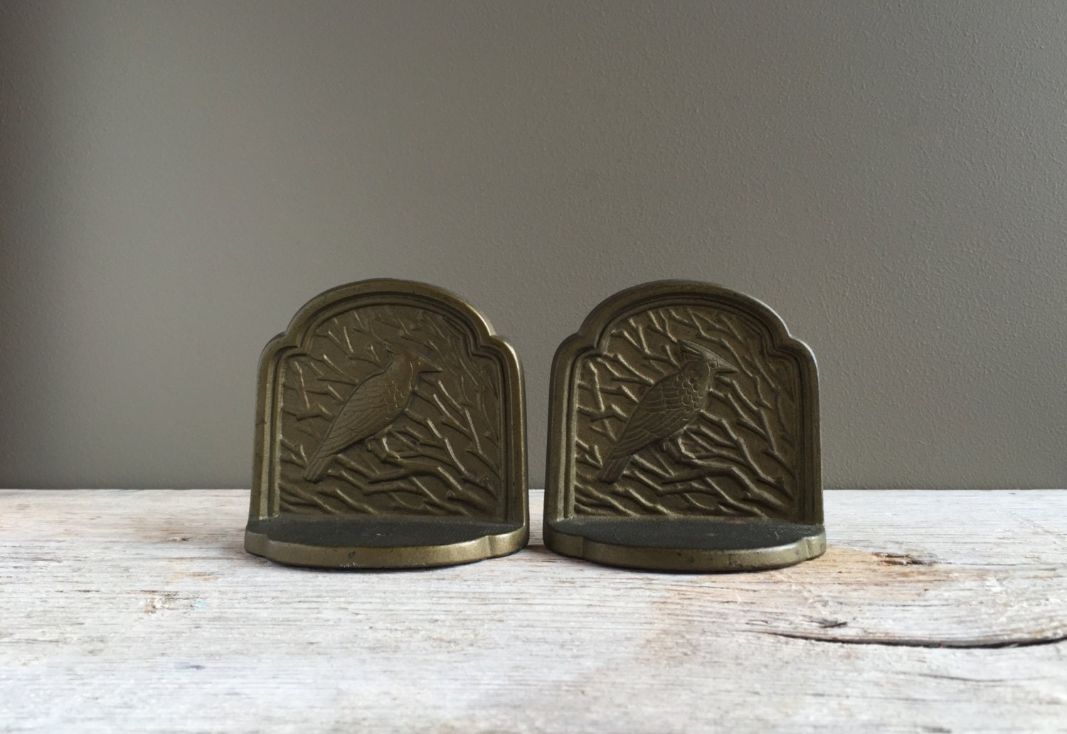 Antique Cardinal Bookends 1920s Bronze Bookends Art Deco