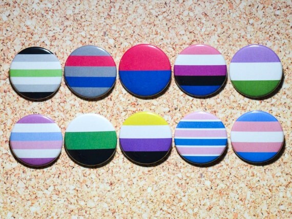 PRIDE FLAG Buttons Agender Androgynous Gender by GoldenPressure