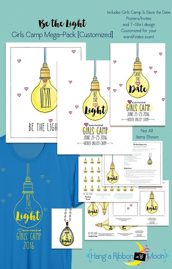 be the light lds girls camp mega pack customized digital