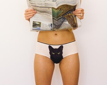 Experienced fighter - black cat underwear by Lickstarter pussycat panties. Kinky gift for her