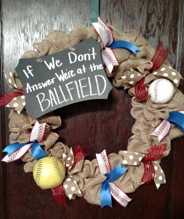 Baseball wreath. Softball wreath. Ballfield wreath. Ballfield